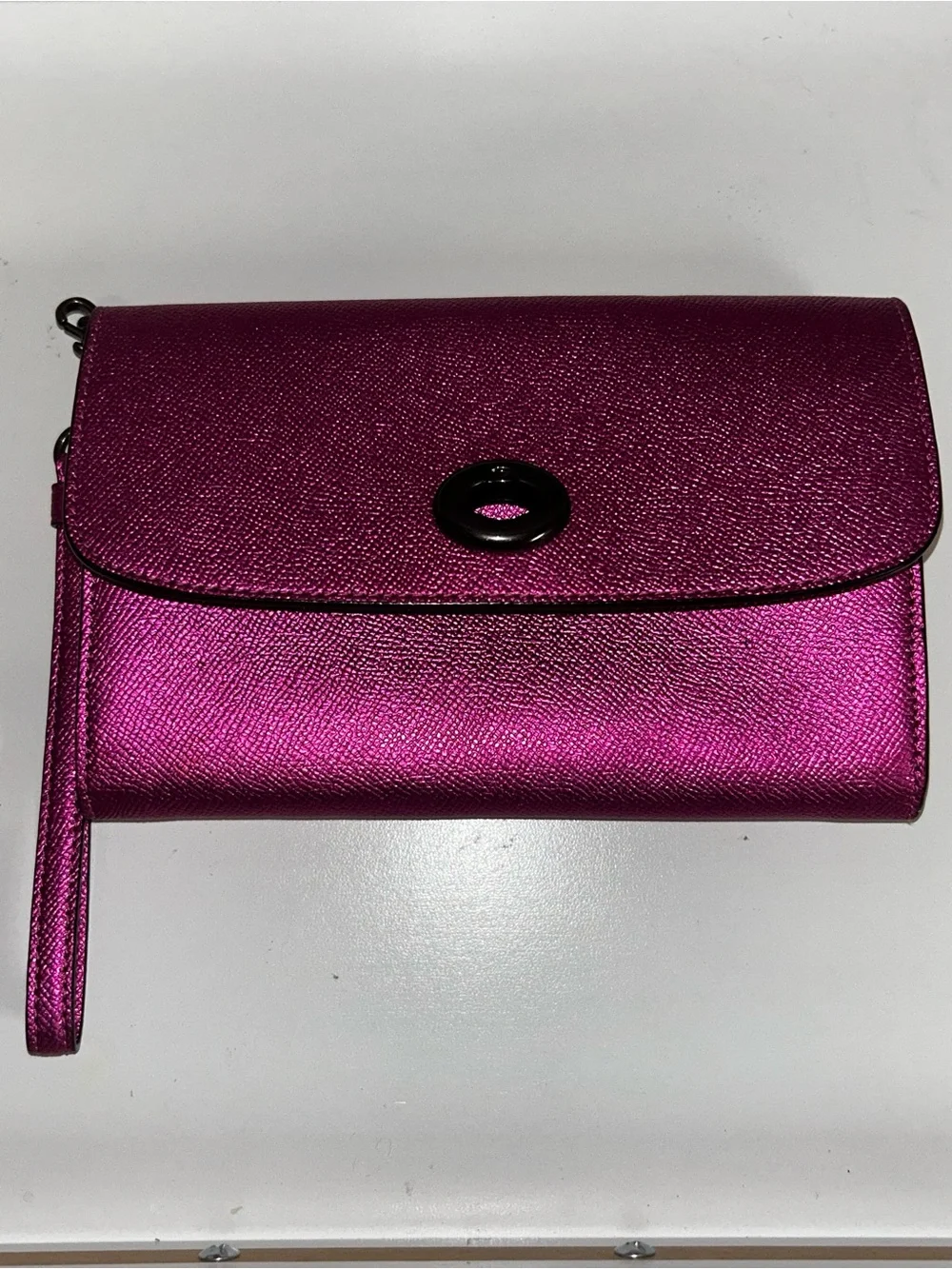 Coach Metallic Fuchsia Wristlet Clutch